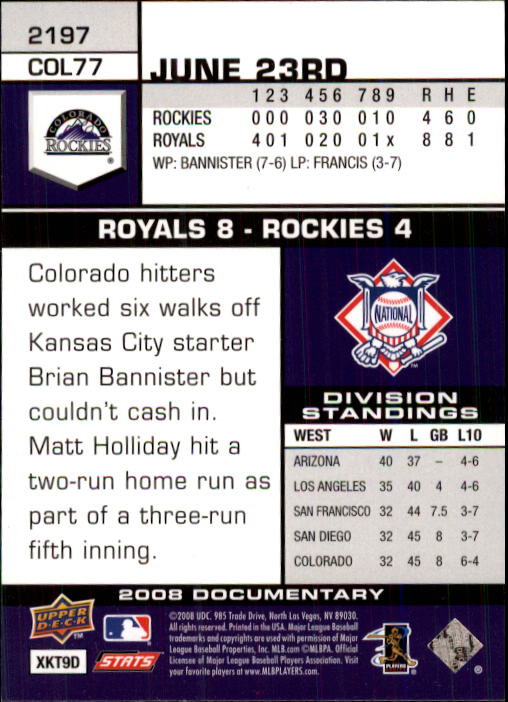 2008 Upper Deck Documentary #2197 Aaron Cook back image