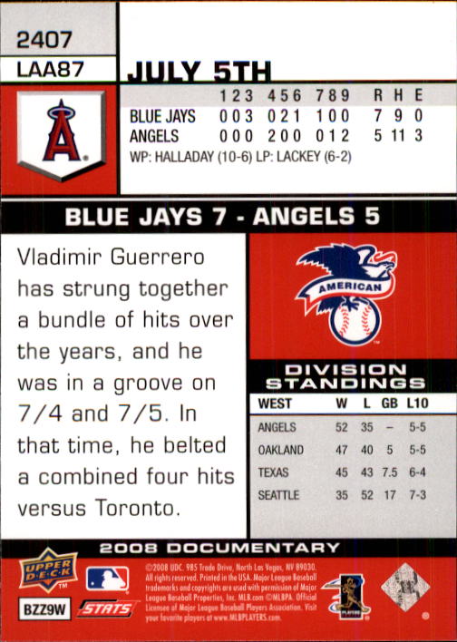 2008 Upper Deck Documentary #2407 Chone Figgins back image