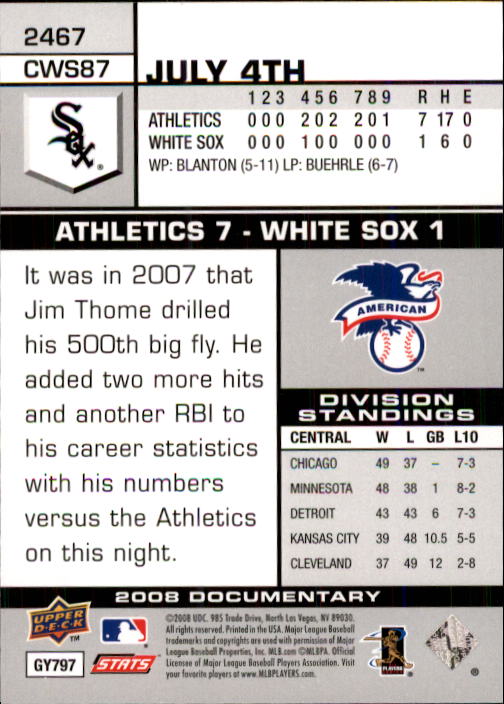 2008 Upper Deck Documentary #2467 Alexei Ramirez RC back image