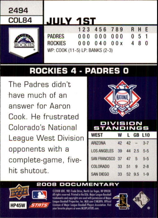 2008 Upper Deck Documentary #2494 Garrett Atkins back image