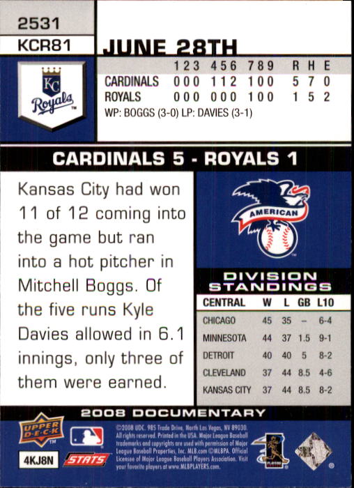 2008 Upper Deck Documentary #2531 Gil Meche back image