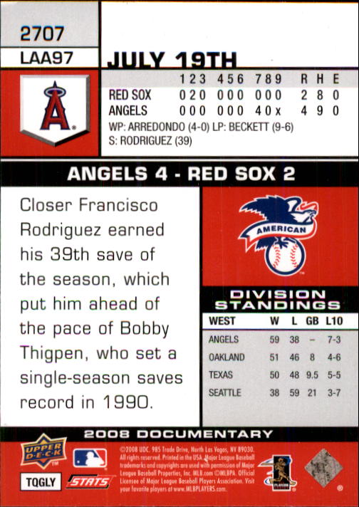 2008 Upper Deck Documentary #2707 Chone Figgins back image