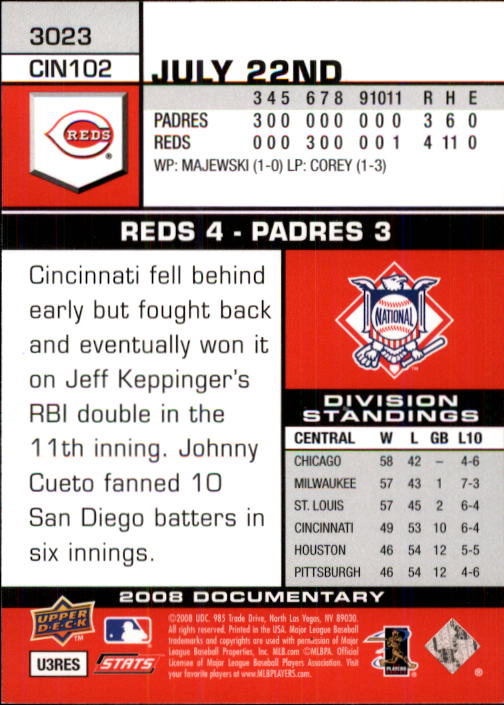 2008 Upper Deck Documentary #3023 Jay Bruce (RC) back image