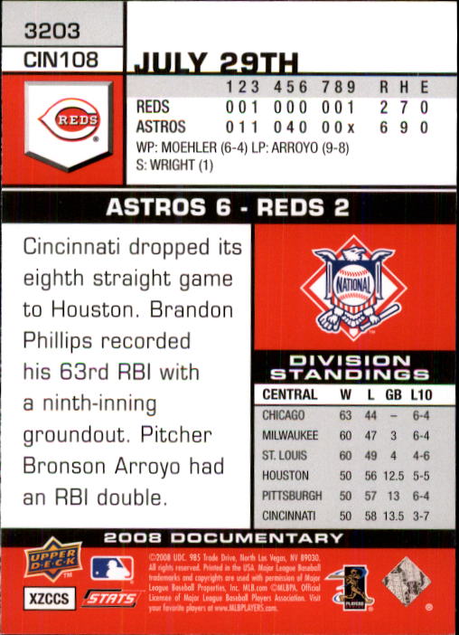 2008 Upper Deck Documentary #3203 Jay Bruce (RC) back image