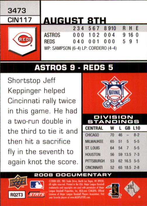 2008 Upper Deck Documentary #3473 Jay Bruce (RC) back image