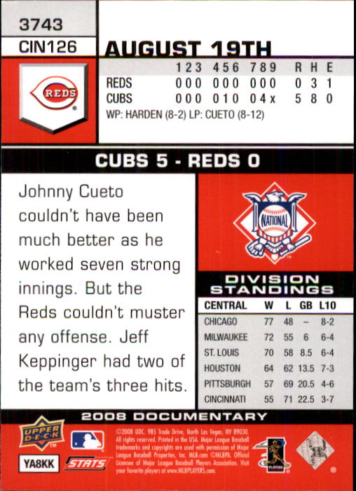 2008 Upper Deck Documentary #3743 Jay Bruce (RC) back image