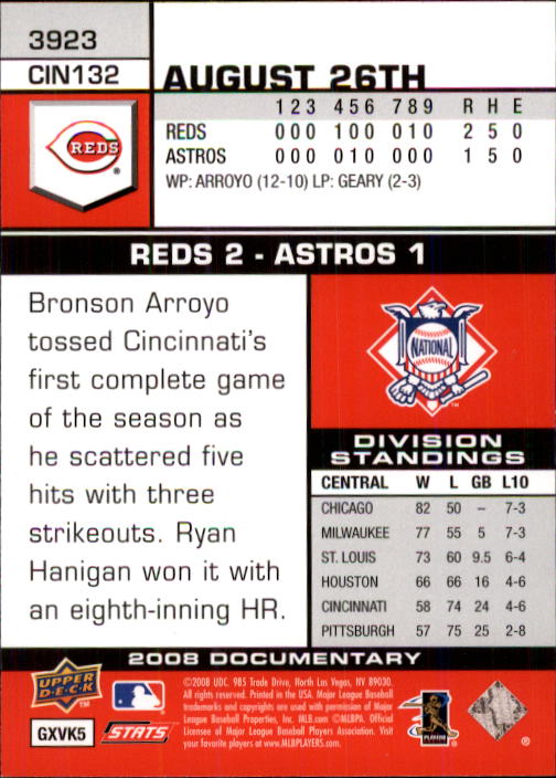 2008 Upper Deck Documentary #3923 Jay Bruce (RC) back image