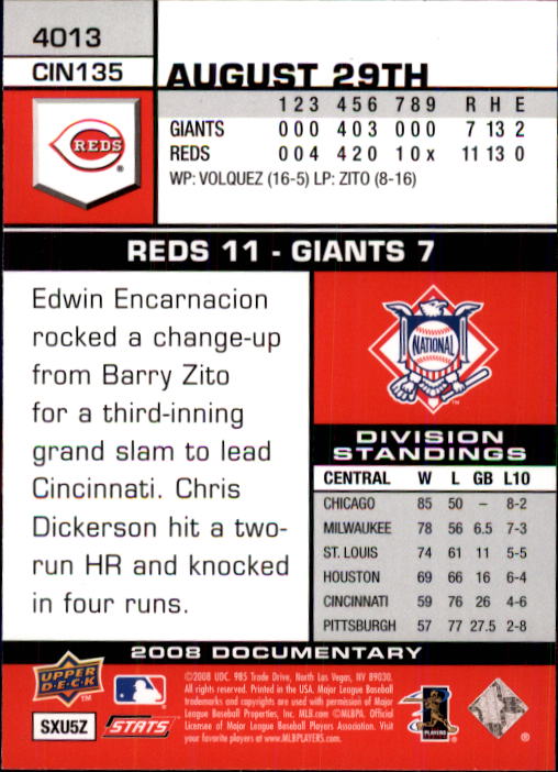 2008 Upper Deck Documentary #4013 Jay Bruce (RC) back image