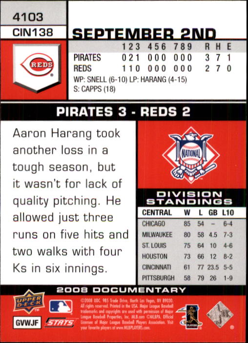 2008 Upper Deck Documentary #4103 Jay Bruce (RC) back image