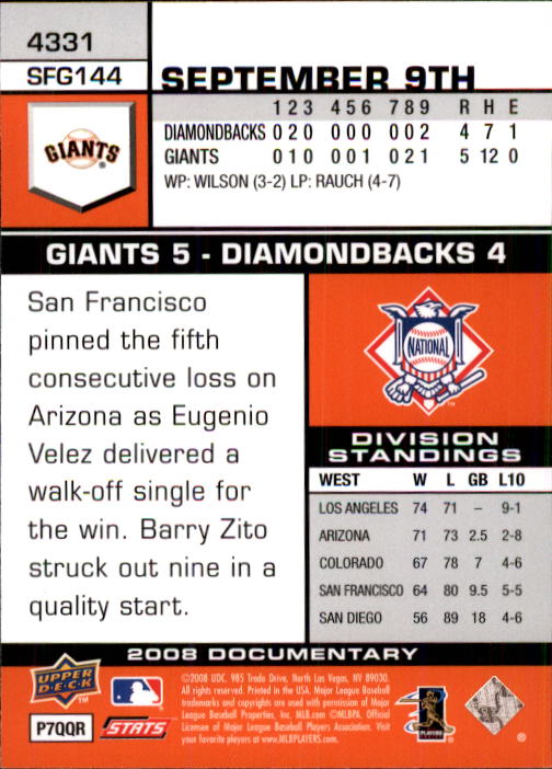 2008 Upper Deck Documentary #4331 Fred Lewis back image