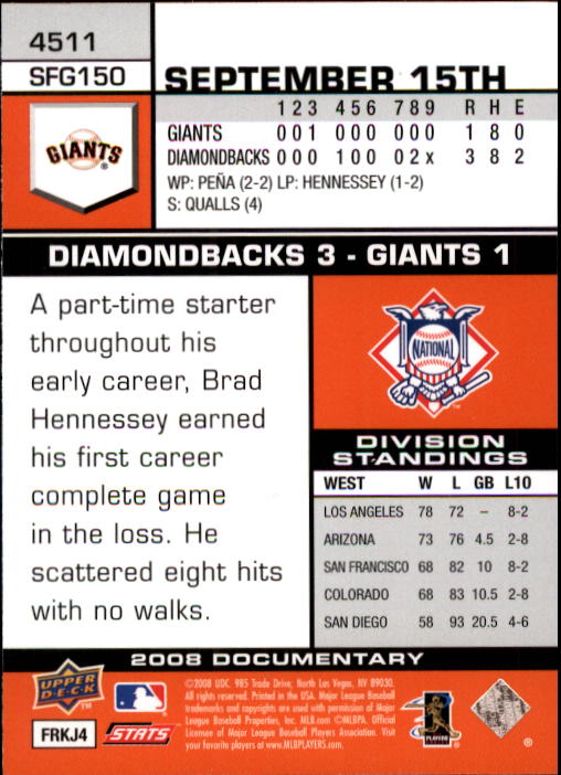 2008 Upper Deck Documentary #4511 Fred Lewis back image