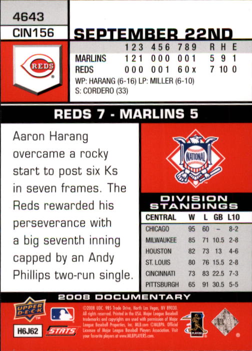 2008 Upper Deck Documentary #4643 Jay Bruce (RC) back image