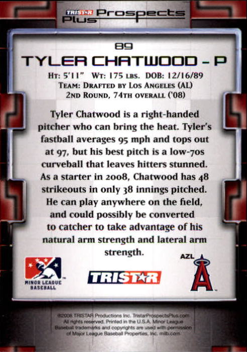 2008 TRISTAR Prospects Plus #89 Tyler Chatwood PD back image