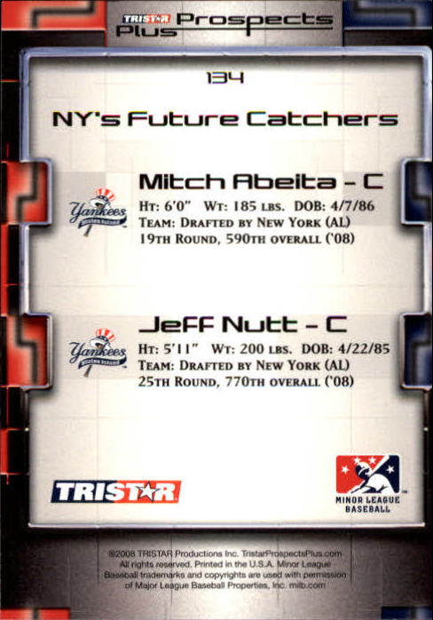 2008 TRISTAR Prospects Plus #134 Mitch Abeita/Jeff Nutt back image