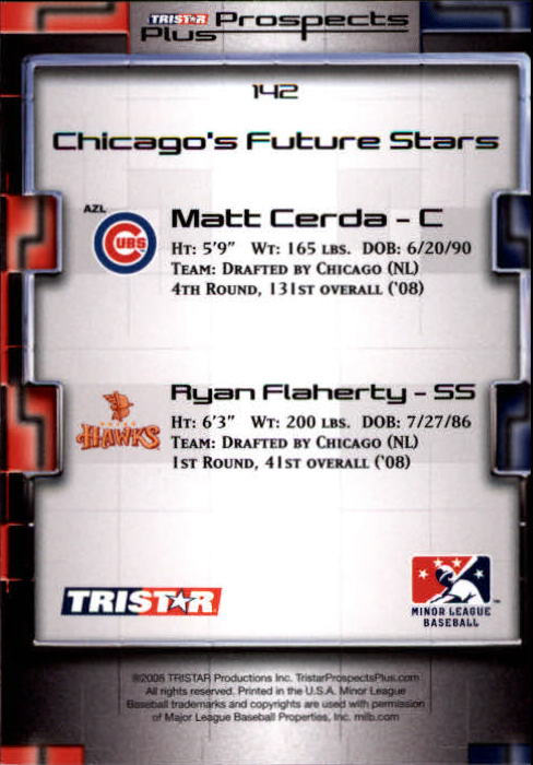 2008 TRISTAR Prospects Plus #142 Ryan Flaherty/Matt Cerda back image