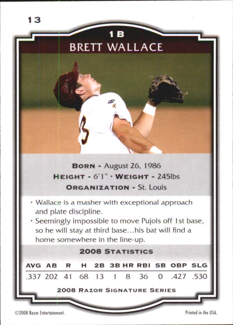 2008 Razor Signature Series Black #13 Brett Wallace back image