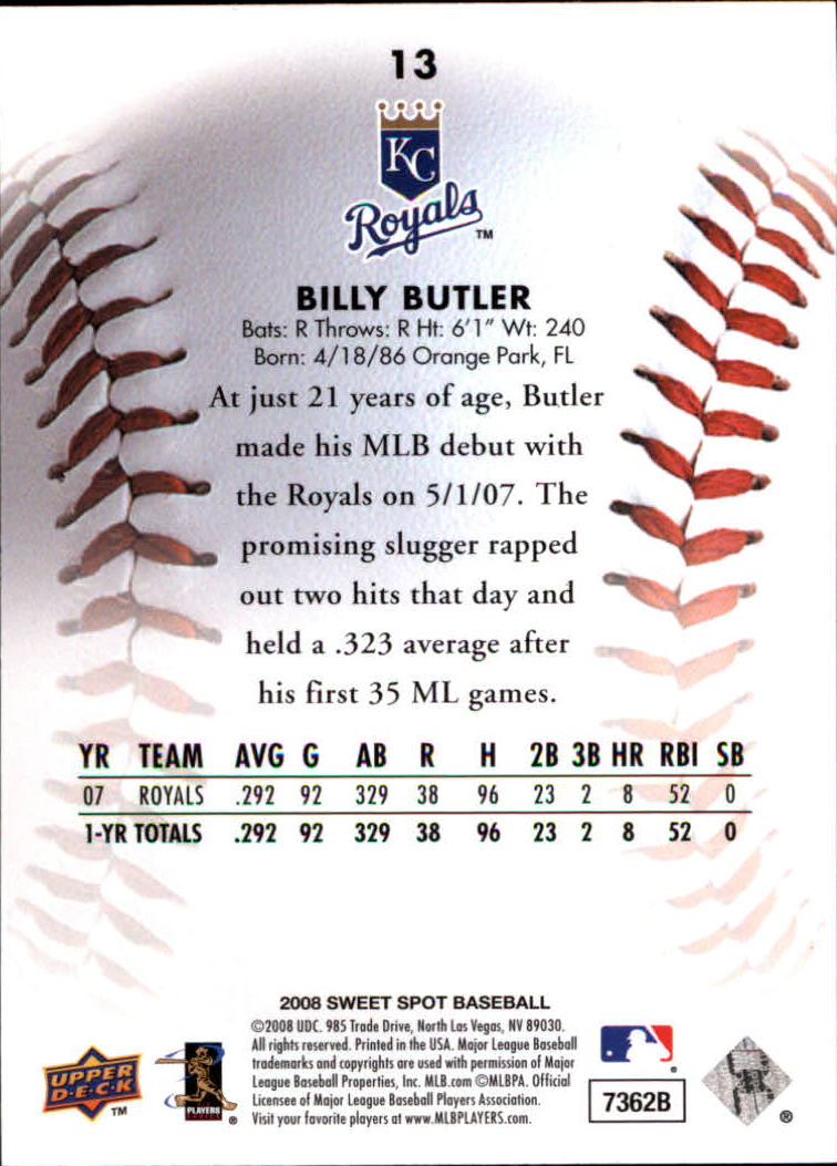2008 Sweet Spot #13 Billy Butler back image
