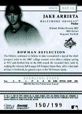 2008 Bowman Sterling Prospects Black Refractors #JA Jake Arrieta Jsy AU back image