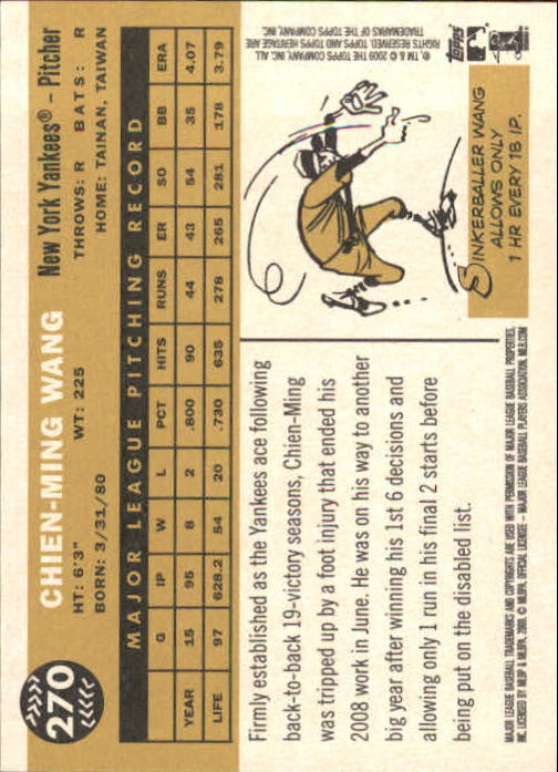 2009 Topps Heritage #270 Chien-Ming Wang back image