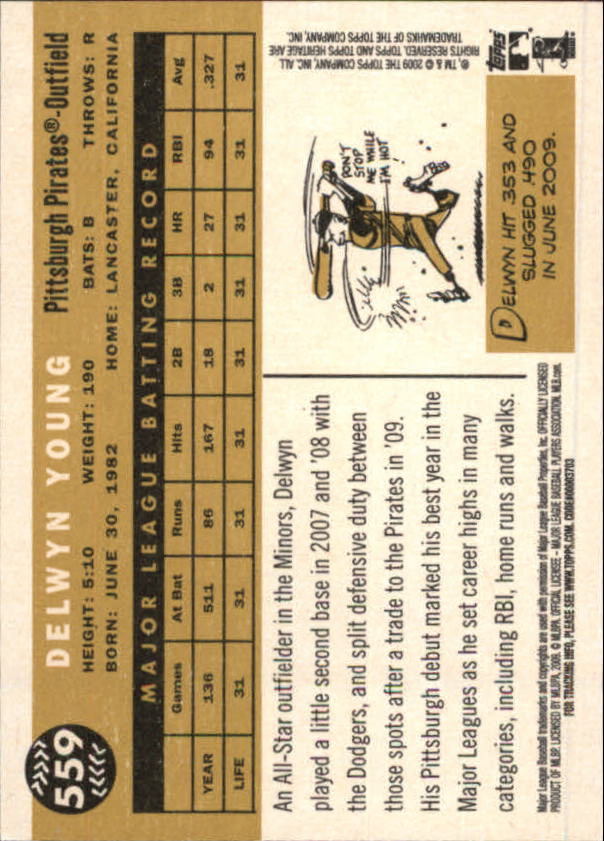 2009 Topps Heritage #559 Delwyn Young back image