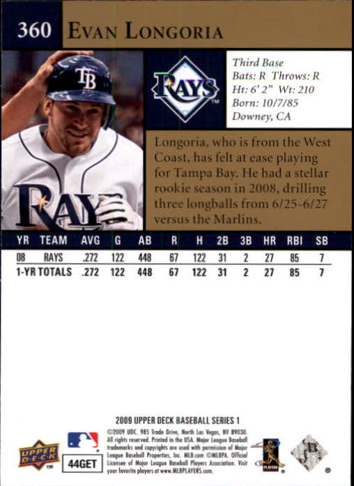 Evan Longoria 2008 Bowman Draft Prospects GOLD ROOKIE BDP27 - Tampa Bay  Rays