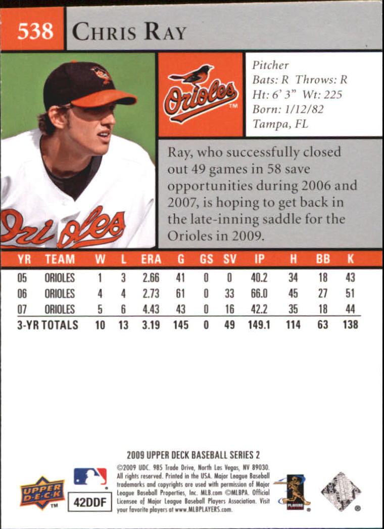 2009 Upper Deck Gold #538 Chris Ray back image