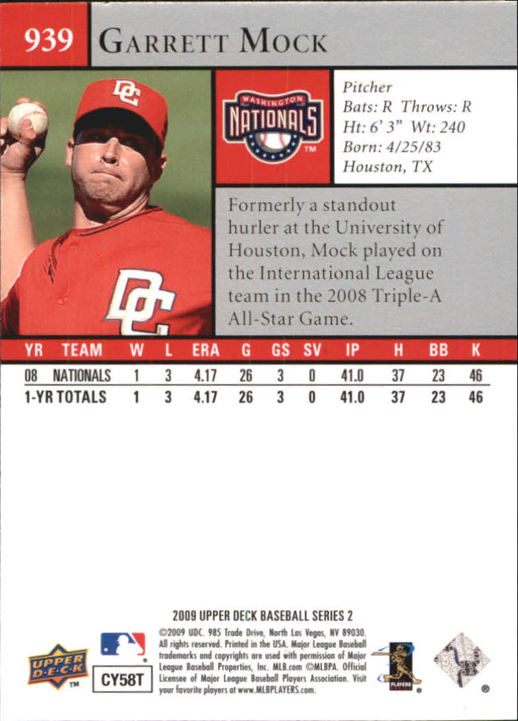 2009 Upper Deck Gold #939 Garrett Mock back image