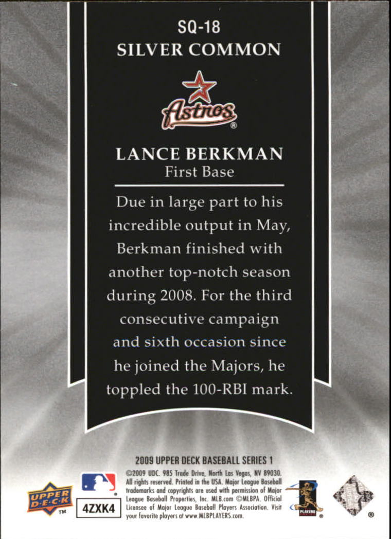 2009 Upper Deck StarQuest Common Silver #SQ18 Lance Berkman back image