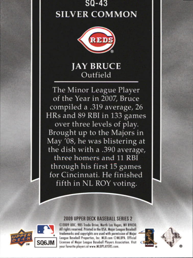 2009 Upper Deck StarQuest Common Silver #SQ43 Jay Bruce back image