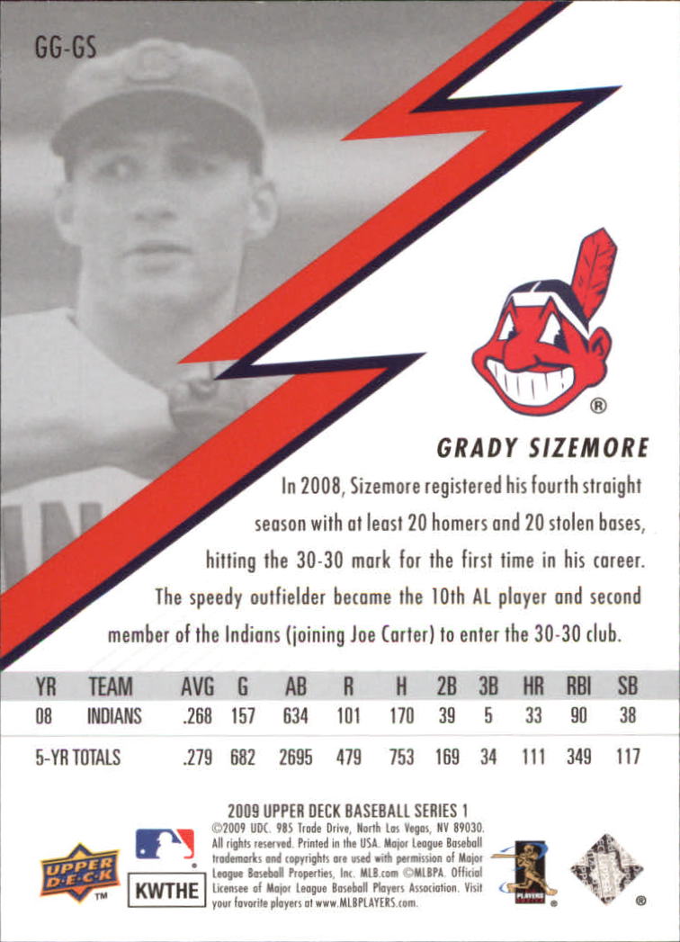 2009 Upper Deck Stars of the Game #GGGS Grady Sizemore back image