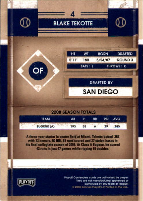 2008 Playoff Contenders Baseball "Main Set" Cards #1 to #50 - Picture 9 of 75