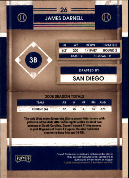2008 Playoff Contenders Baseball "Main Set" Cards #1 to #50 - Picture 39 of 75