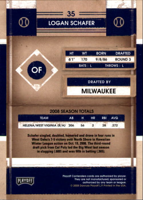 2008 Playoff Contenders Baseball "Main Set" Cards #1 to #50 - Picture 53 of 75