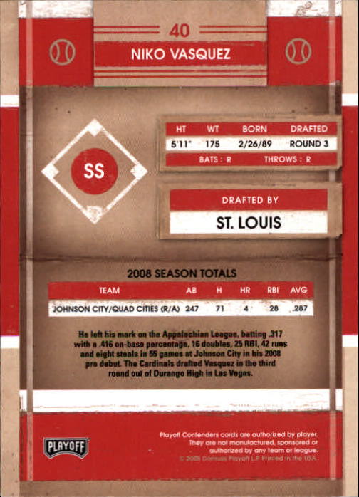 2008 Playoff Contenders Baseball "Main Set" Cards #1 to #50 - Picture 61 of 75