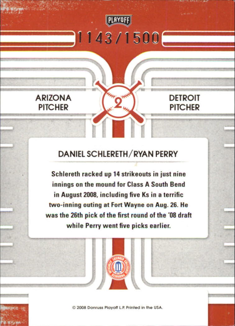 2008 Playoff Contenders Round Numbers #2 Daniel Schlereth/Ryan Perry back image