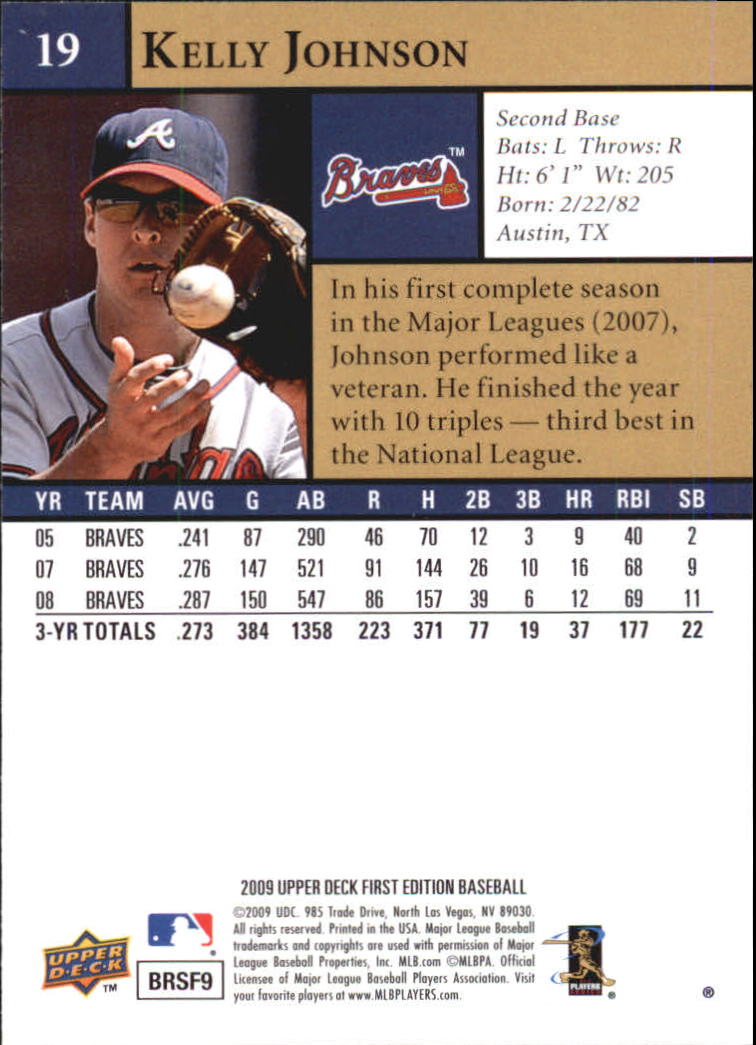 2009 Upper Deck First Edition #19 Kelly Johnson back image