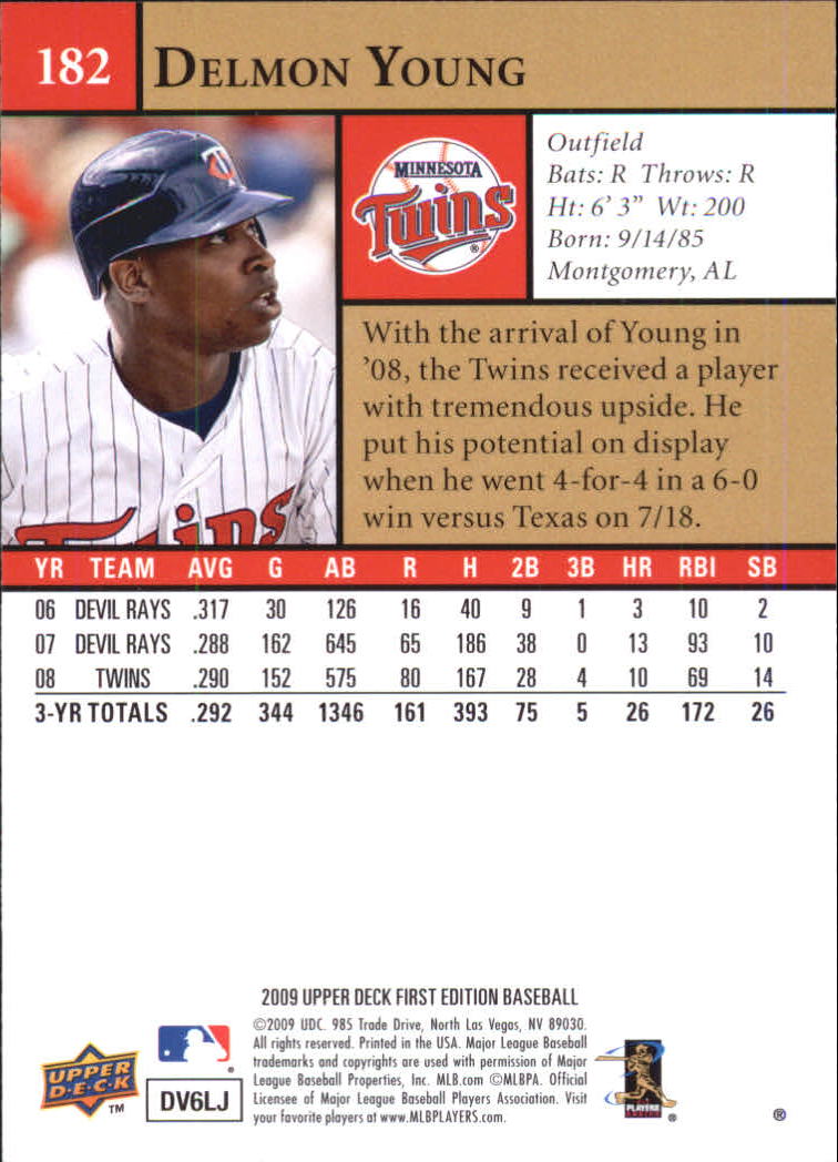 2009 Upper Deck First Edition #182 Delmon Young back image