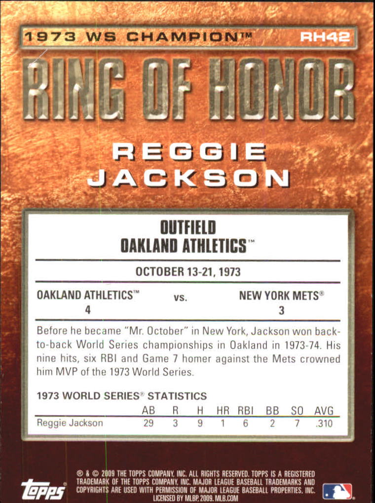 2009 Topps Ring Of Honor #RH42 Reggie Jackson back image