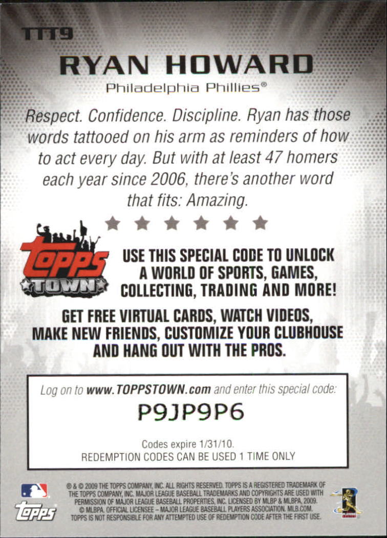 2009 Topps Topps Town #TTT9 Ryan Howard back image