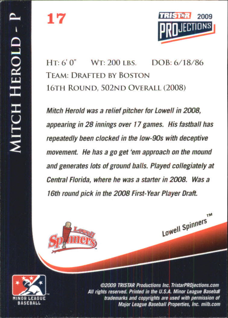 2009 TRISTAR PROjections #17 Mitch Herold PD back image