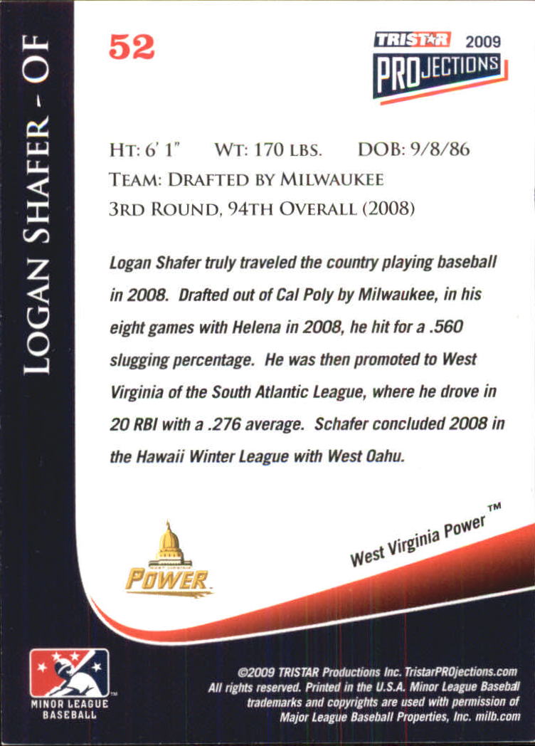2009 TRISTAR PROjections #52 Logan Shafer back image