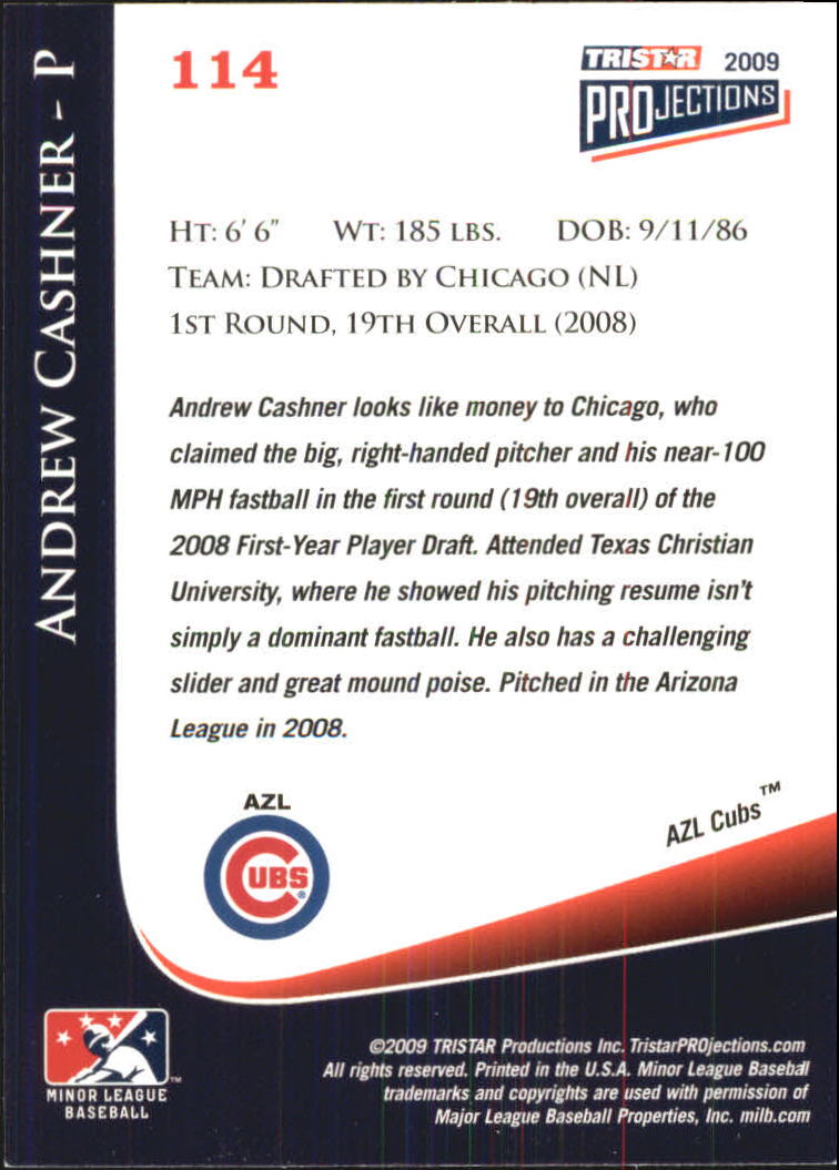2009 TRISTAR PROjections #114 Andrew Cashner back image