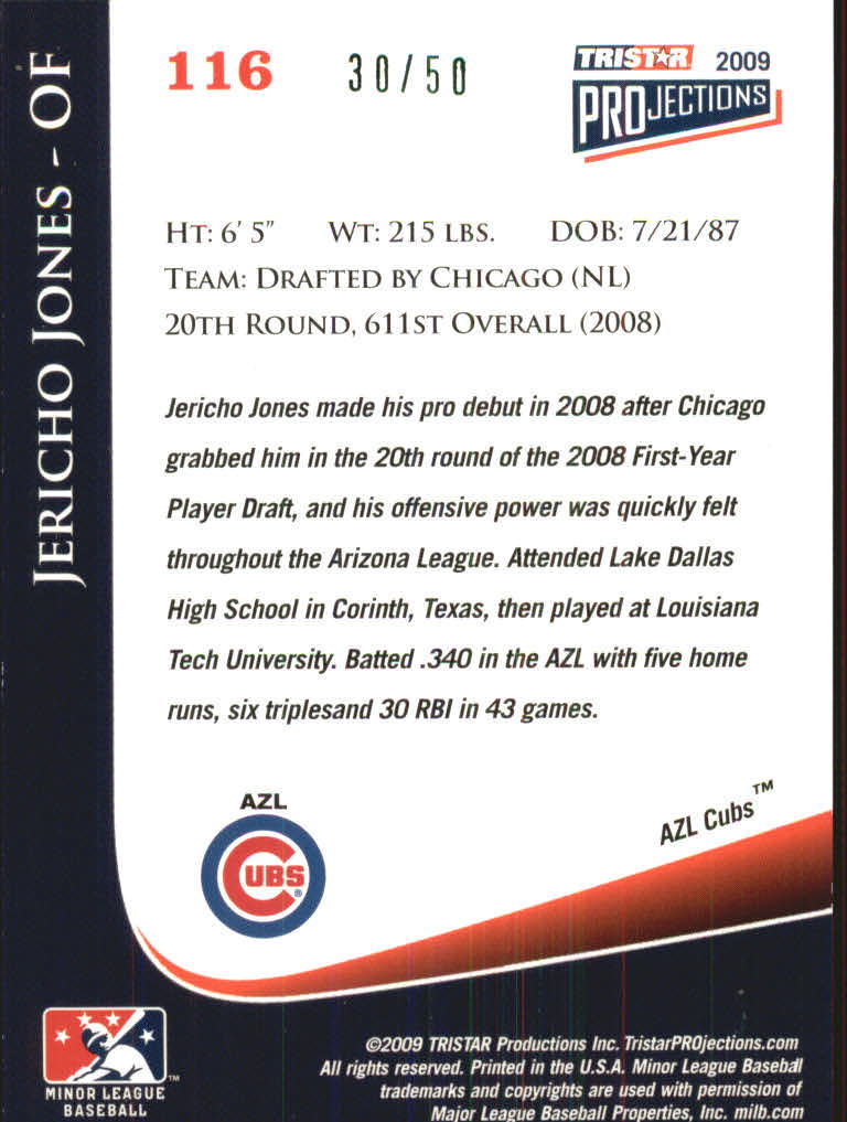 2009 TRISTAR PROjections #116 Jericho Jones PD back image