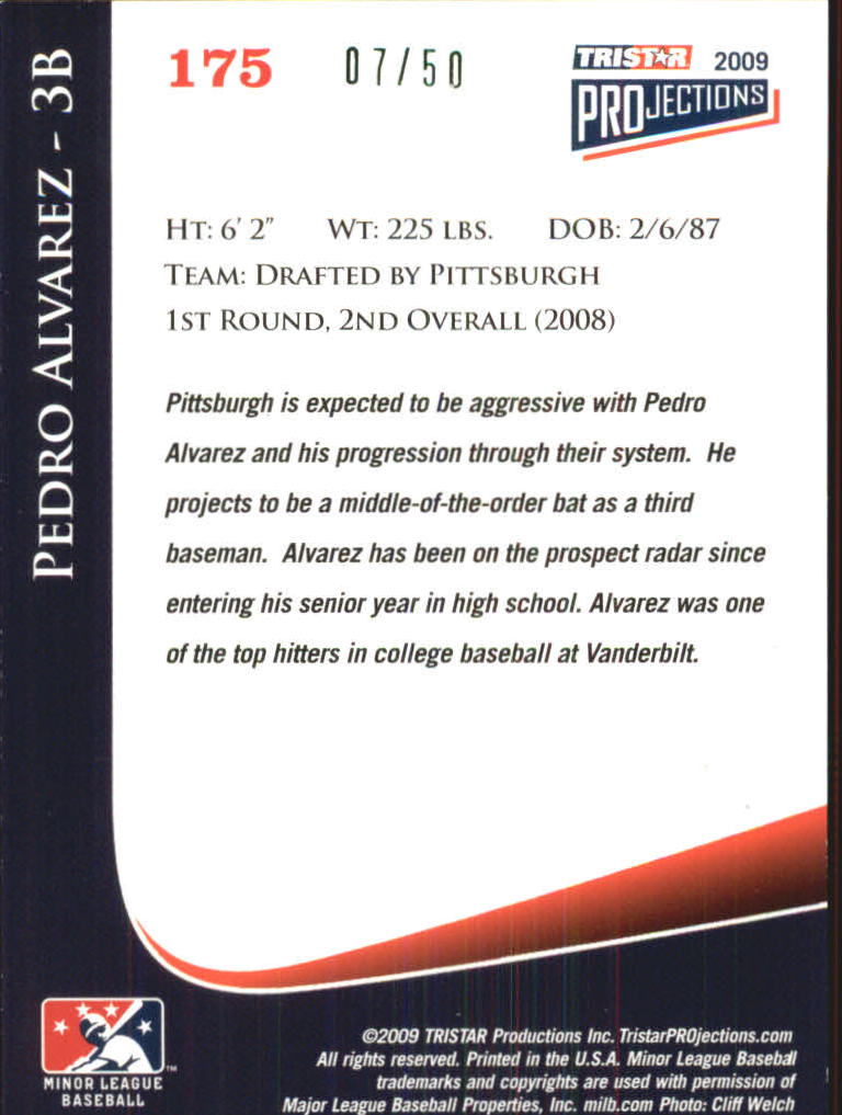 2009 TRISTAR PROjections #175 Pedro Alvarez back image
