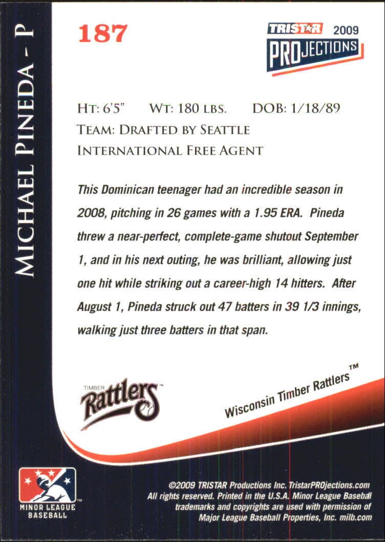 2009 TRISTAR PROjections #187 Michael Pineda back image