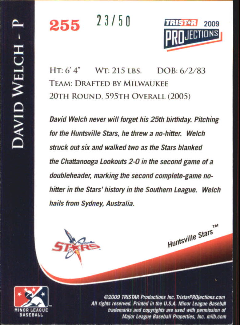 2009 TRISTAR PROjections Green #255 David Welch back image
