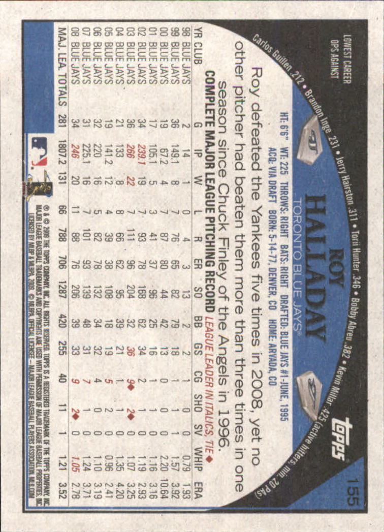 2009 Topps Target #155 Roy Halladay back image