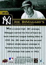 2009 SPx Joe DiMaggio Career Highlights #JD30 Joe DiMaggio back image