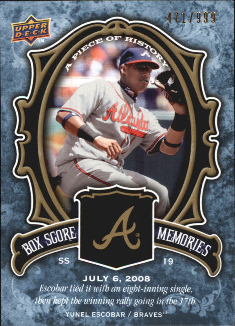 2009 UD A Piece of History Box Score Memories #BSMYE Yunel Escobar