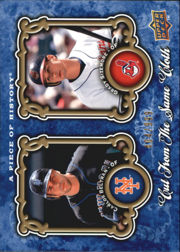 2009 UD A Piece of History Cut From The Same Cloth #CSCBS Carlos Beltran/Grady Sizemore